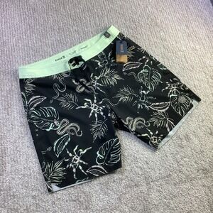 Roark Mens Passage Primo Tropakill Board Shorts Black Green RB401 Size 33 NWT